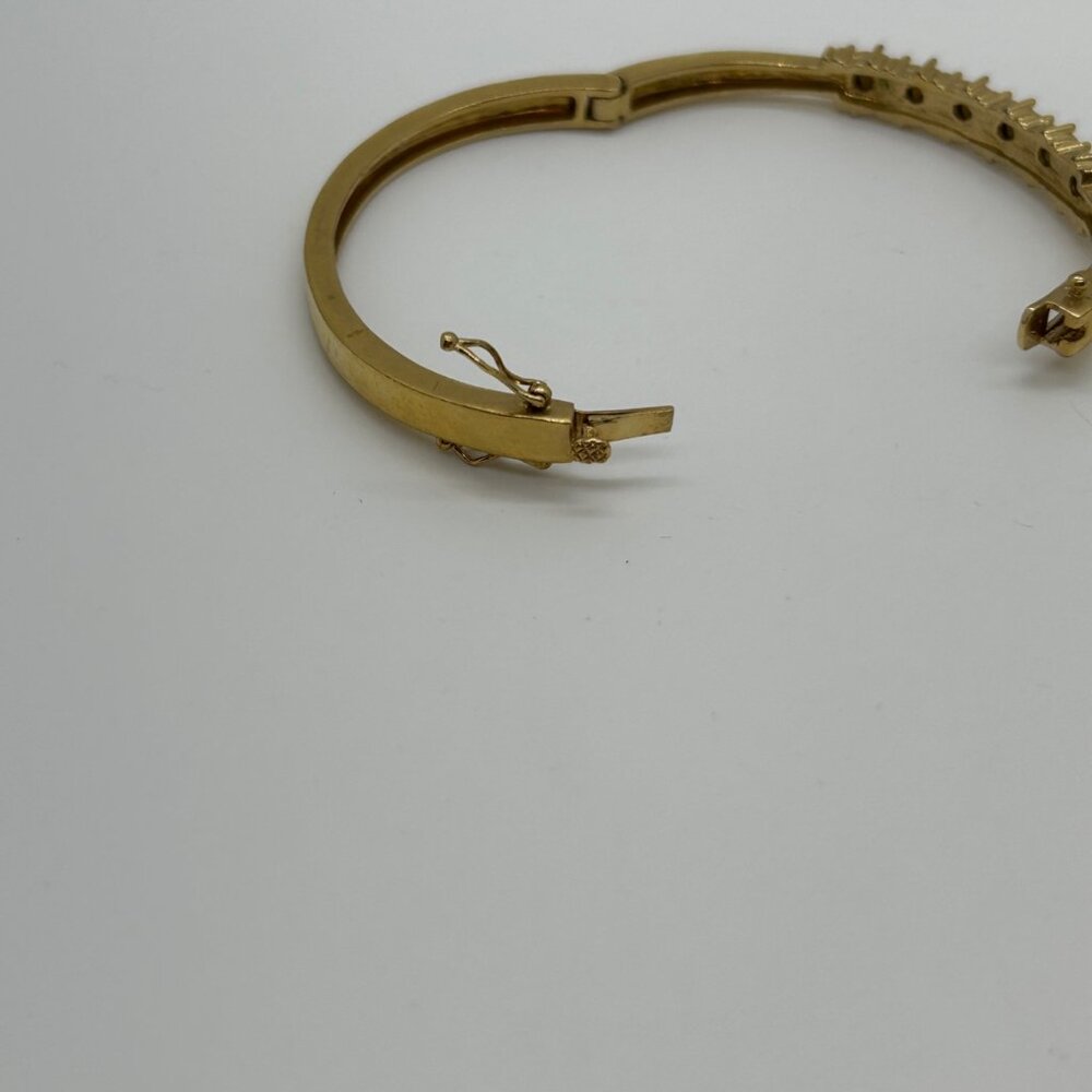 Vintage Gold Tone Bangle Bracelet Rainbow Birthstone Multi-Color Crystals Hinged - Picture 8 of 16